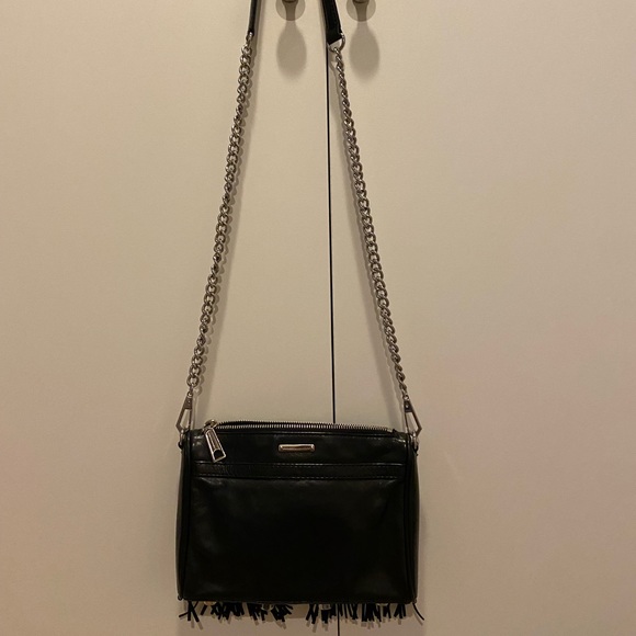 Rebecca Minkoff M.A.C. Mini Black Leather Crossbody bag with fringe - Picture 6 of 7